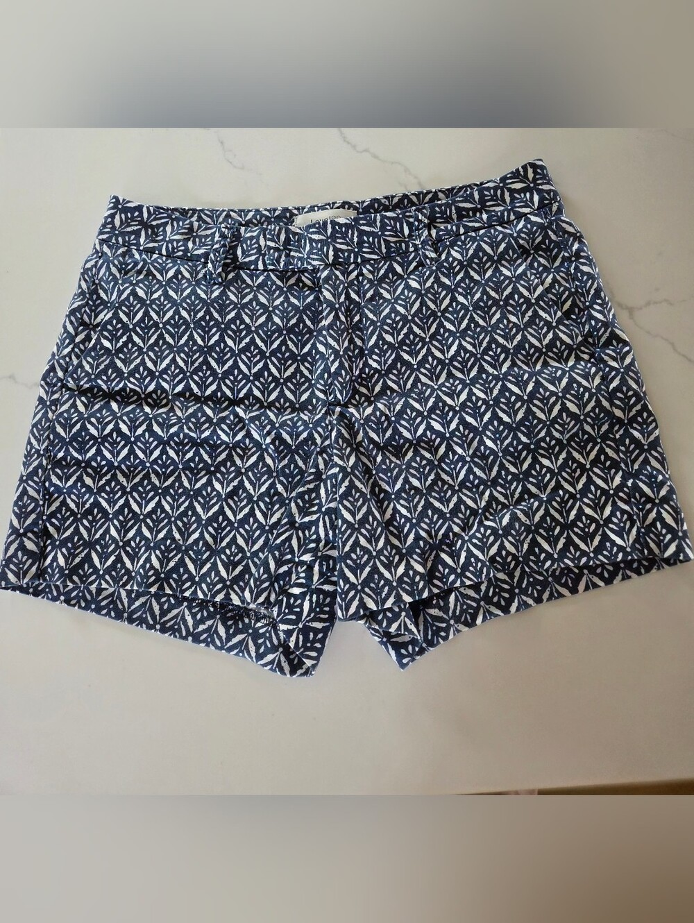 Linen Blend Blue and White Shorts